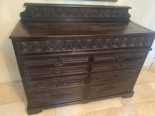 Französisches Sideboard mit 8 Schubladen und einem Ablagefach oben