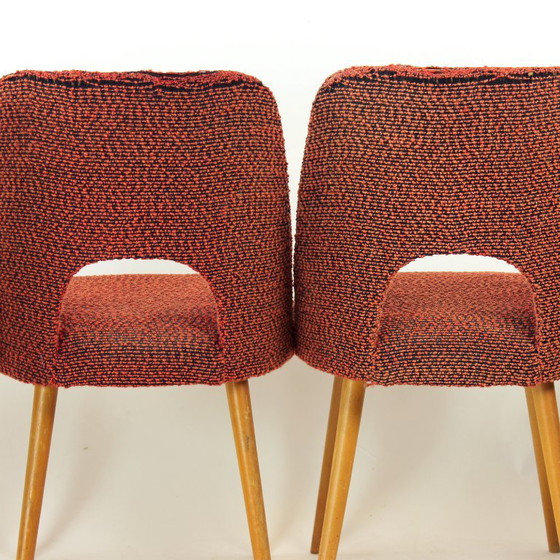 Vintage eetkamerstoelen van Oswald Heardtl voor Ton, Tsjechoslowakije, jaren 60, set van 4 – Textile, Wood (photo 5 of 15)