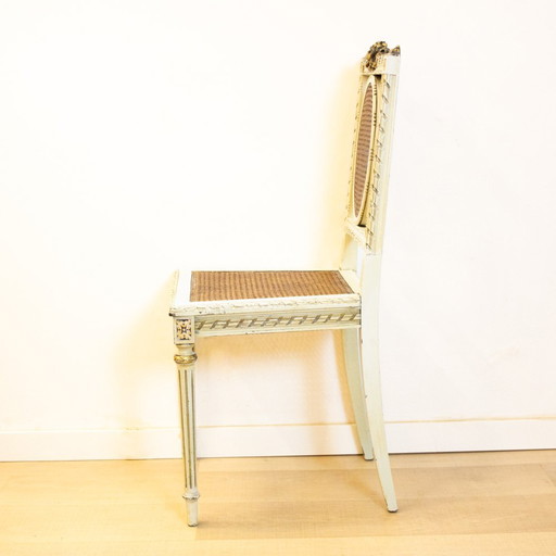 Sedia in stile Luigi XV con dettagli color bianco sporco e oro, anni &#39;30