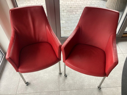 Nouveaux fauteuils Bree's 4 Athena sur roulettes, en cuir véritable