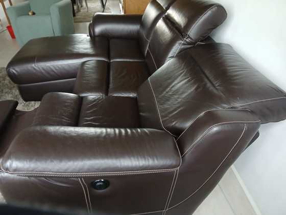 Image 1 of CHATEAUX D'AX Ledersofa mit Liegefunktion, Chaiselongue und elektrisch verstellbarer Liegefunktion