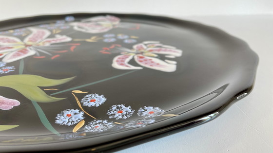 Image 1 of PLAT LONGWY aux LYS earthenware signed L. VALENTI