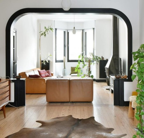 Image 1 of 5x sedile vintage (1970) in pelle, modulare _ DURLET