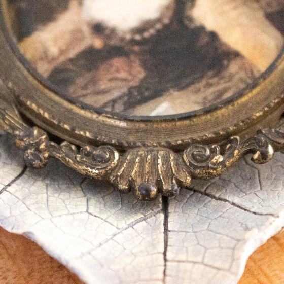 Vintage Brass Italian Oval Frame: With Print of Madame Brillon De Jouy – Decorative Objects (photo 4 of 7)