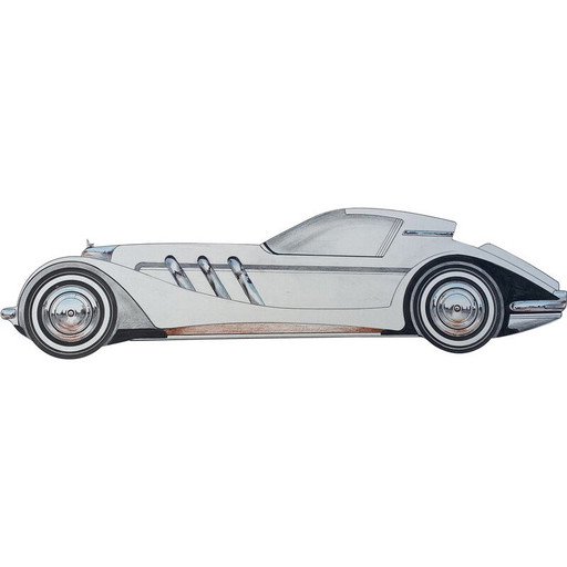 Vintage-Zeichnung "Lagonda-Auto" von André Ferrand, 2010