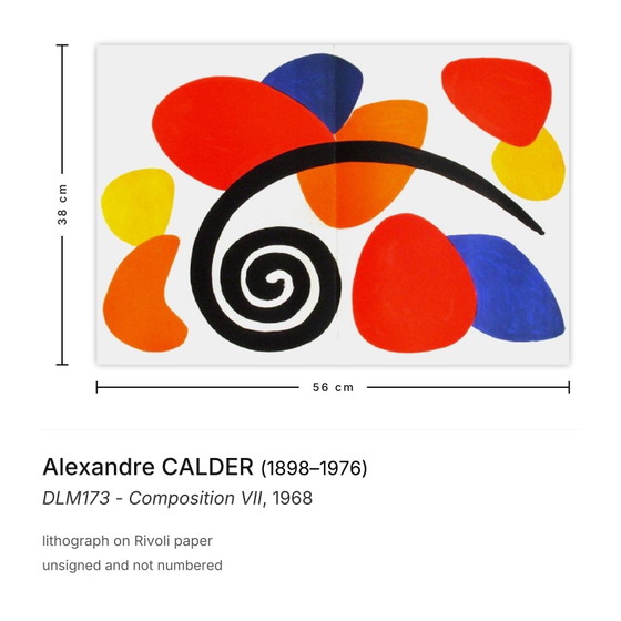 Alexandre Calder Lithograph DLM173 - Composition VII 1968 – Lithographs & prints, Paper (photo 3 of 5)