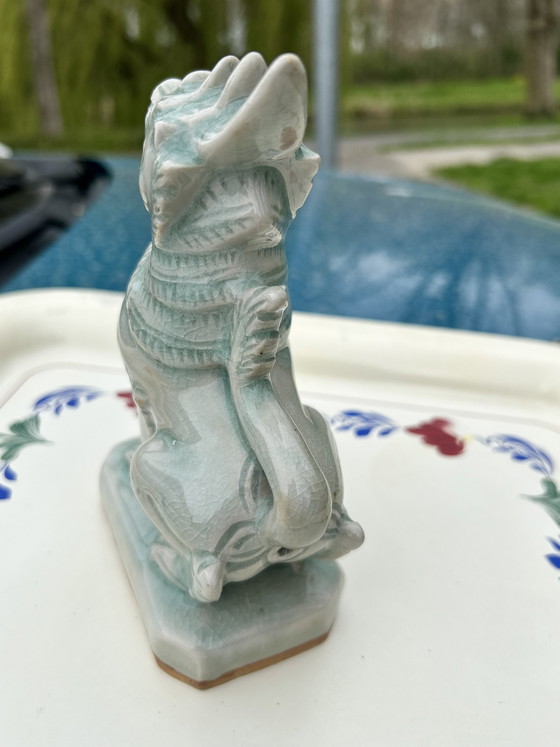 Image 1 of Celadon Foo dog guardian figure 