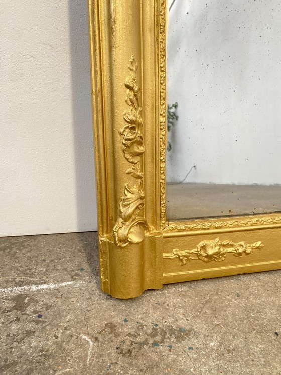 Image 1 of Stuccoed and gilded wooden mirror, 110cm high, 19th century, France