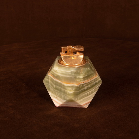 Accendino da tavolo italiano geometrico in onice verde e ottone, 1970 – Oggetti decorativi, Brass (photo 8 of 14)