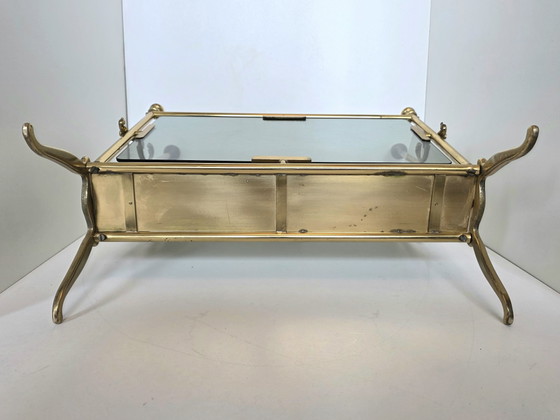 Porte-revues vintage en laiton et verre fumé, style milieu du siècle – Brass, Glass (photo 11 of 15)
