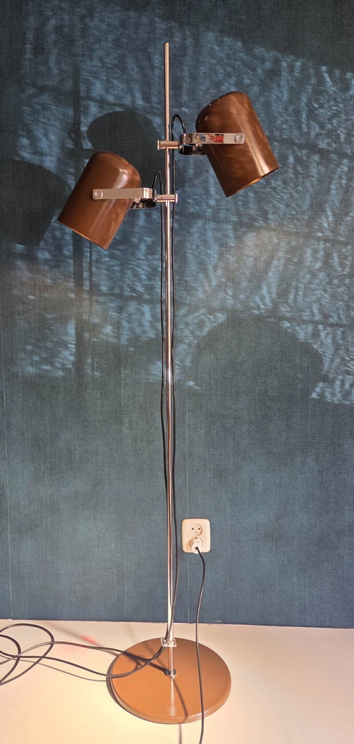 Vintage vloerlamp - Gepo | Bruin | 2 spots - Jaren 70