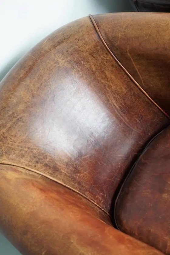 Image 1 of Poltrone da club vintage olandesi in pelle color cognac, set da 2