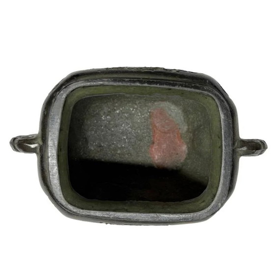 Antiguo quemador de incienso Koro japonés de bronce con relieve de dragón - Censer de altar del período (photo 10 of 11)