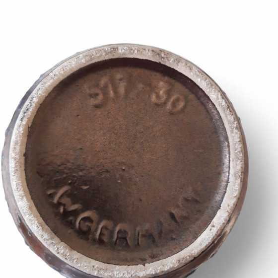 Image 1 of Vaso Scheurich, Germania occidentale 517-30 Lava grassa turchese su smalto bronzo