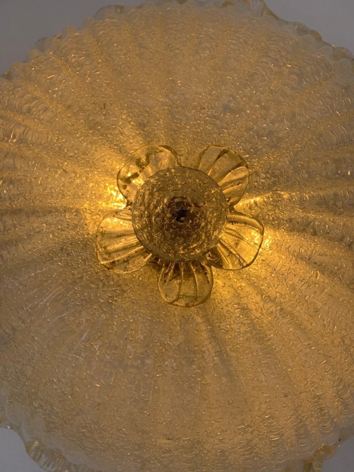 Murano glass ceiling light attributed to Barovier with gold