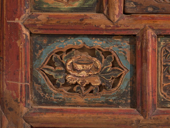 Antique low carved sideboard in elm wood – China, circa 1930 – Iron (photo 35 of 40)