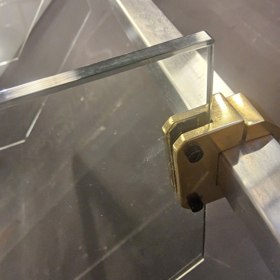 Image 1 of Vintage 80s Design Glass/Steel Display Cabinet by Peter Ghyczy (Dutch Design) Glass Wall Shelves