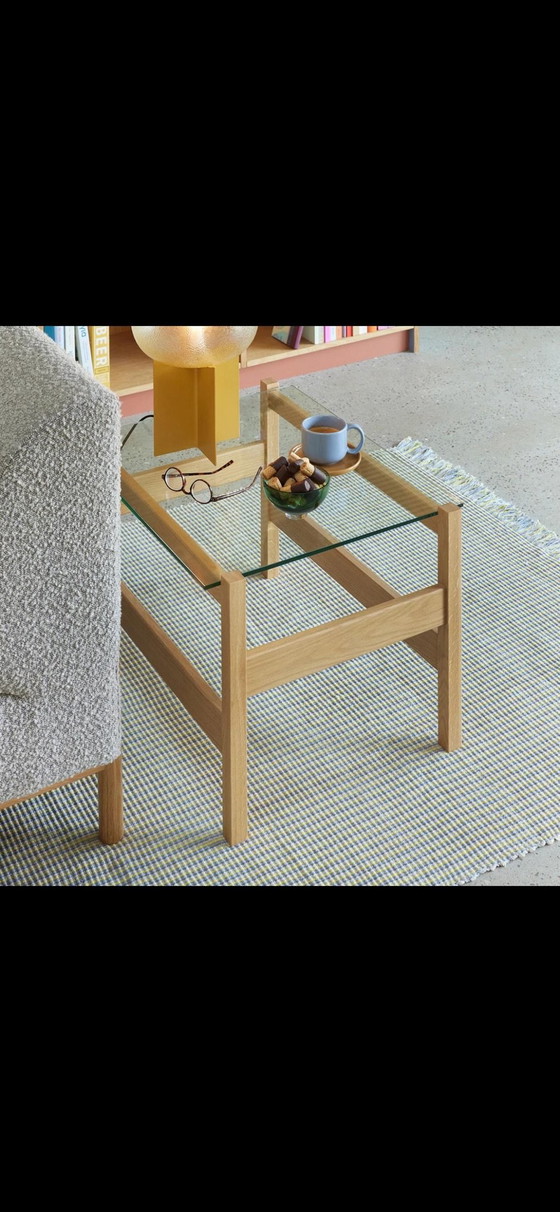 Hübsch Home Ledge Table d'appoint, Design scandinave, Tables d'appoint, Verre, Bois, Beige (photo 4 sur 5)