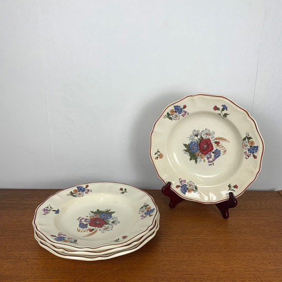 Image 1 of Set di 4 piatti fondi Sarreguemines, modello "Agreste", 1920/50