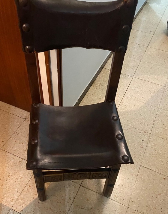 Image 1 of 12 Castilian chairs made of wood and leather