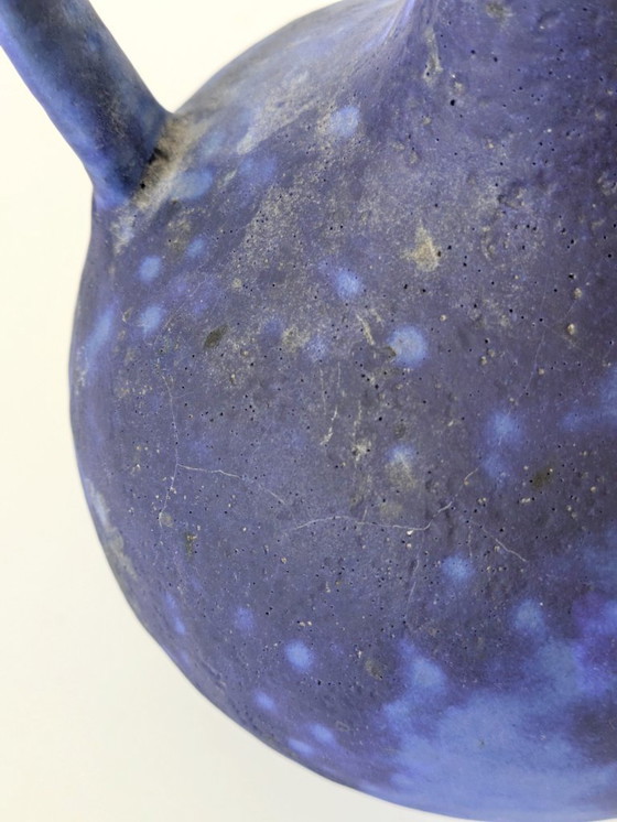 Image 1 of Jarrón con asa de mediados de siglo de Heyne Keramik, lava grasa azul ultramar Klein, Alemania Occidental, década de 1960