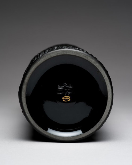 Image 1 of Rosenthal Vase Duo Martin Freyer Black & White Matte Porcelain Germany 1970s