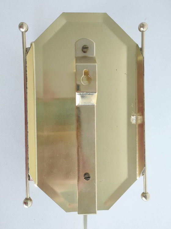 Image 1 of Vintage Scandinavian 1970s 'Hollywood Regency style golden' wall lamp