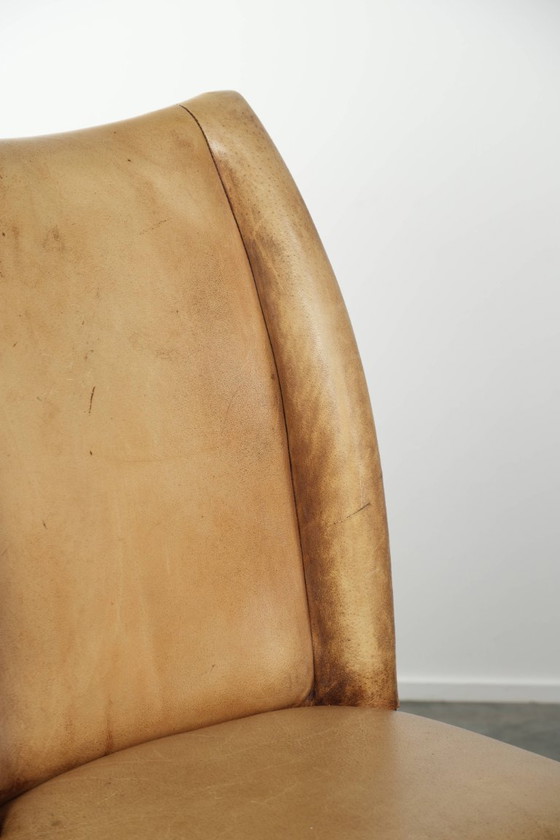Image 1 of 4 x Luxury Cowhide Leather Dining Chairs With A Beautiful Light Color And A High Back