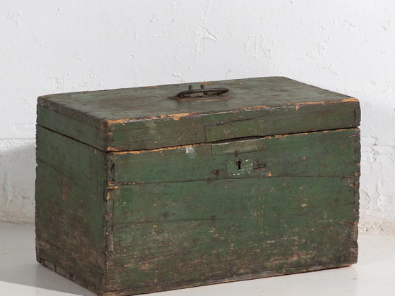 Antieke groene kist (ca. 1920) #74 – Ladekasten, Rustic (photo 2 of 28)