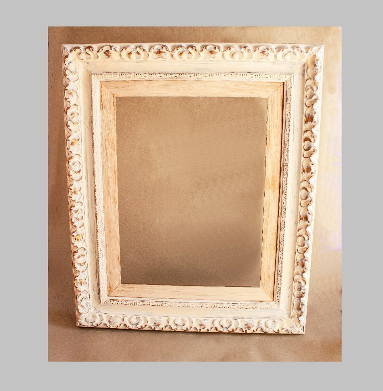 Exclusive carved wooden frame. Vintage distressed style frame.