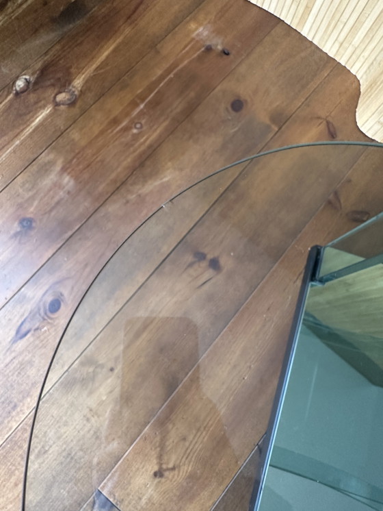 Image 1 of Gebogen groene glazen trolley van Fiam, Italië, jaren 80