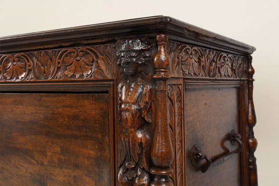 Image 1 of 16th Century Italian Renaissance Cabinet in Walnut with Rich Carvings