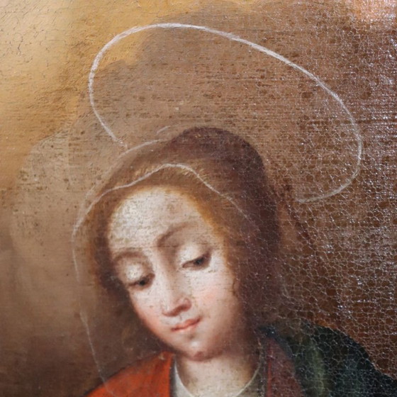 Image 1 of La Anunciación, Italia, siglo XVII, pintura al óleo antigua sobre lienzo.