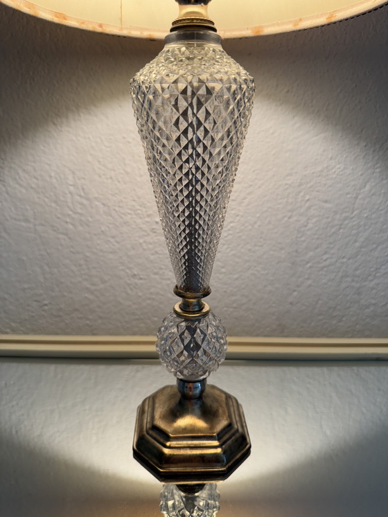 Image 1 of Glass and brass lamp from the 60s