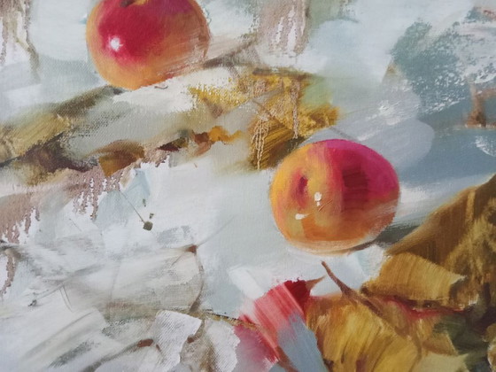 Original Ölgemälde Abstrakter Expressionismus Fruchtstillleben Äpfel im Schnee – Gemälde & Zeichnungen, Canvas (photo 7 of 8)
