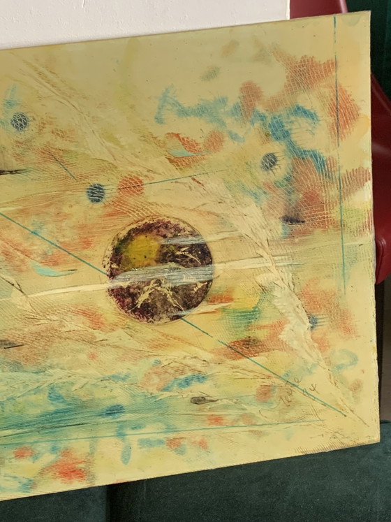 Abstract Painting - Cosmic - Unique Japanese-Inspired Lacquer Work, Signed « Mestre » 84 - 60x40 cm (photo 8 of 27)