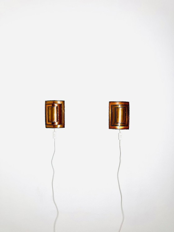 Image 1 of Brutalistische mehrschichtige Wandlampen von Svend Aage Holm-Sørensen für Holm-Sørensen & Co, Dänemark, 1960er Jahre