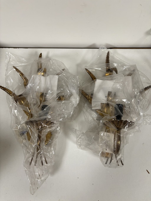 Juego de 2 lámparas de pared «Wheat Ear» del grupo italiano Lotti, de stock antiguo.