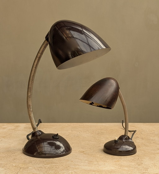 Bakeliet Bauhaus Tafellampen: "Vader en Zoon".