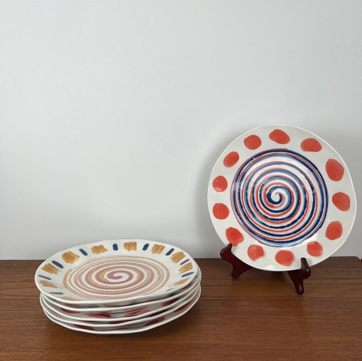 Ensemble de 6 assiettes à dîner modernes H&H, modèle Boho, Italie
