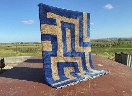 Moroccan blue and beige Berber rug 300x200 cm – handmade – Rugs & carpets, Wool, Cotton, Modern (photo 8 of 10)