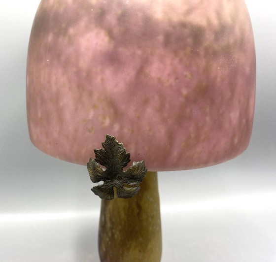 Image 1 of Art Deco Table Lamp Pink Marbled Glass – Vintage French Style