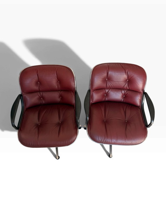 Paire de Fauteuils Executive Charles Pollock Knoll Cuir Bordeaux – Leather (photo 7 of 11)