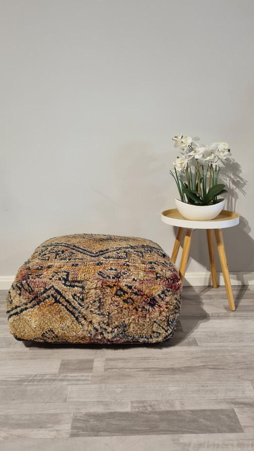 Pouf berbère vintage, coussin marocain