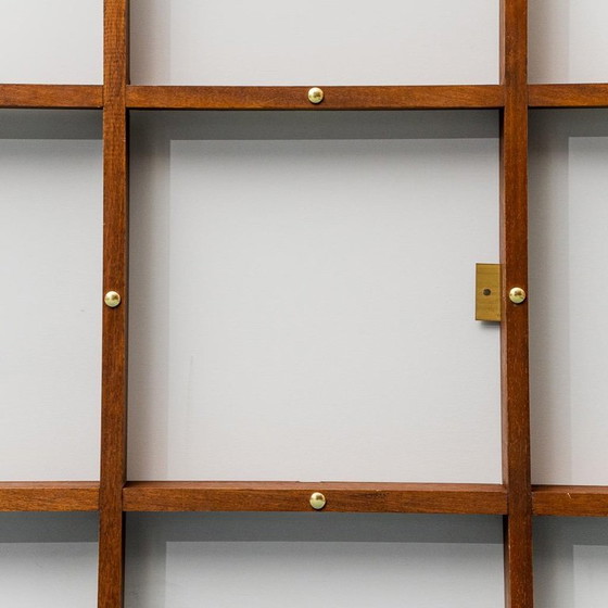 Image 1 of 2-LIGHT WALL LAMP WITH TEAK GRID FRAME MAZZEGA 1960S VINTAGE MODERN ANTIQUES