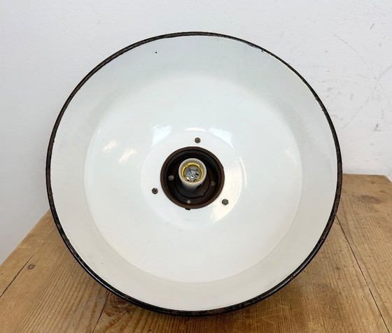 Image 1 of Industrial Black Enamel Factory Pendant Lamp, 1950s