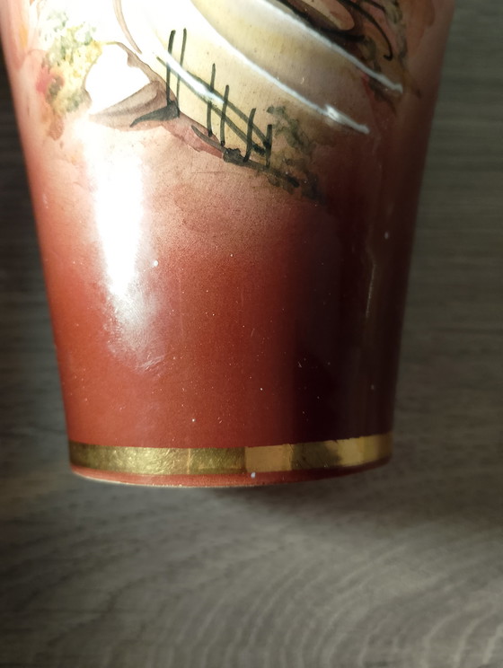 Image 1 of Seto porcelain vase with optical illusion of a hidden face, Japan, 1950