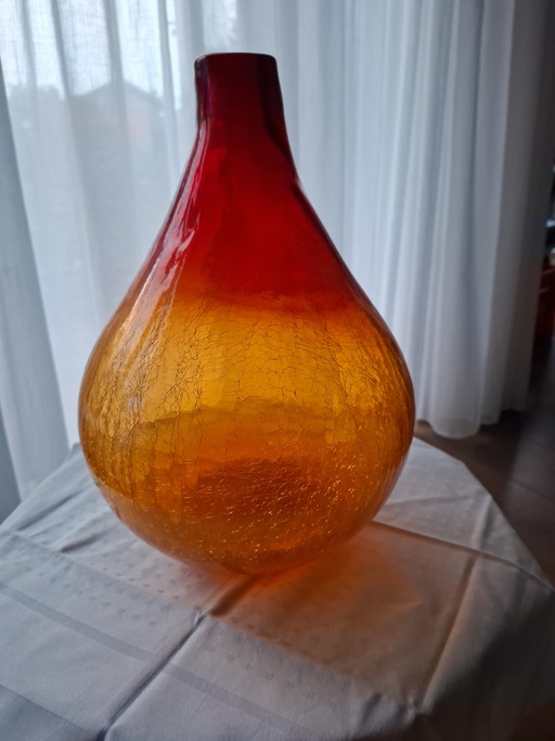 Vintage Blenko Art Glass Vaas – Amberina / Tangerine – Mid-Century Modern – 35 Cm – vazen