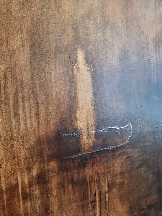 Image 1 of Frances Eckhardt - figurative painting mysterious figure 90x90 cm modern art hand-painted