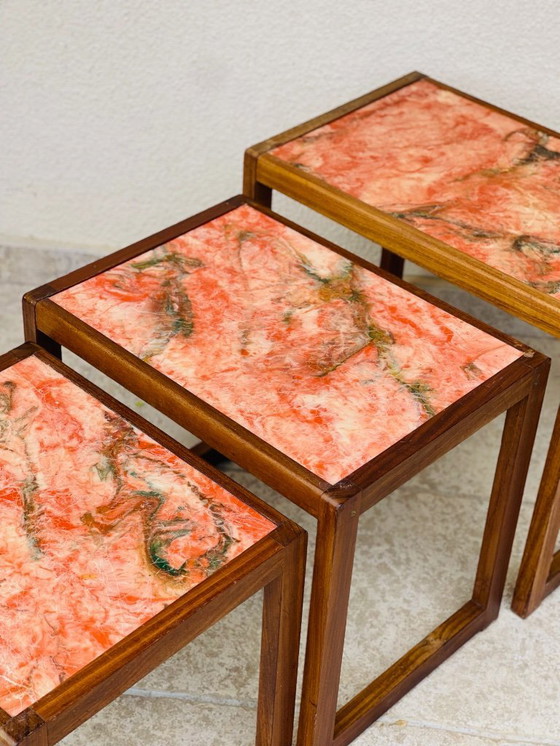 Image 1 of Set of 3 Scandinavian nesting tables in teak, 1960